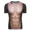 T-shirt 3D Muscle Imprimé à Col Rond - Noir XS