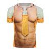 T-shirt Noué 3D Muscle Imprimé à Manches Courtes - Jaune Clair XL