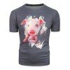 T-shirt Cochon Mignon Imprimé à Manches Courtes - Gris Foncé XS