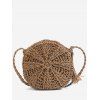 Round Shape Straw Woven Crossbody Bag - BROWN 