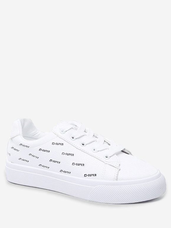 Chaussures de Sport Lettre Imprimée à Lacets - Blanc EU 36
