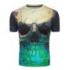 T-shirt 3D Crâne Imprimé à Manches Courtes - Turquoise Moyenne XS