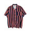 Short Sleeves Stripes Print Casual Shirt - CADETBLUE M