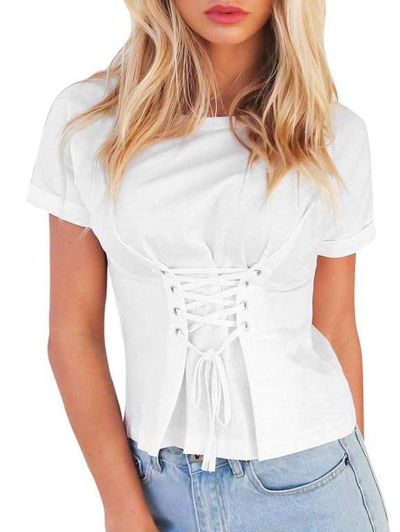 T-shirt à lacets - Blanc M