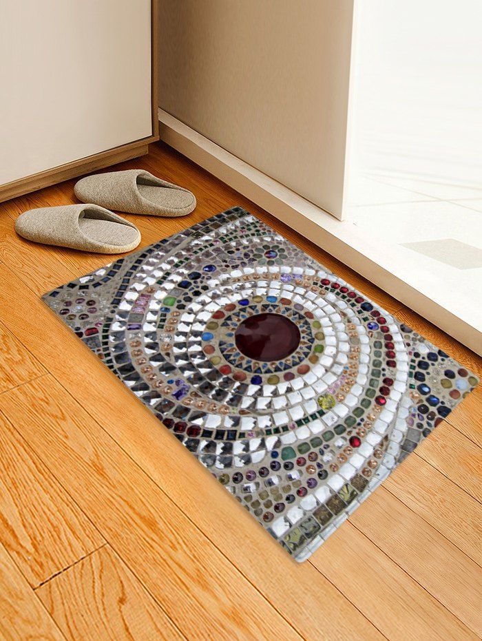 

Spiral Design 3D Stone Printed Rug, Light khaki
