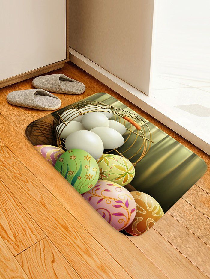 

Happy Easter Egg Crate Pattern Rug, Light cyan