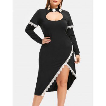 

Halloween Plus Size Cut Out Lace Insert Dress, Black