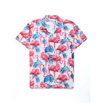 Tropical Leaves Flamingo Print Shirt