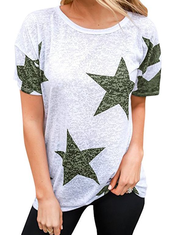 T-shirt à imprimé étoilé - Vert Avocat L