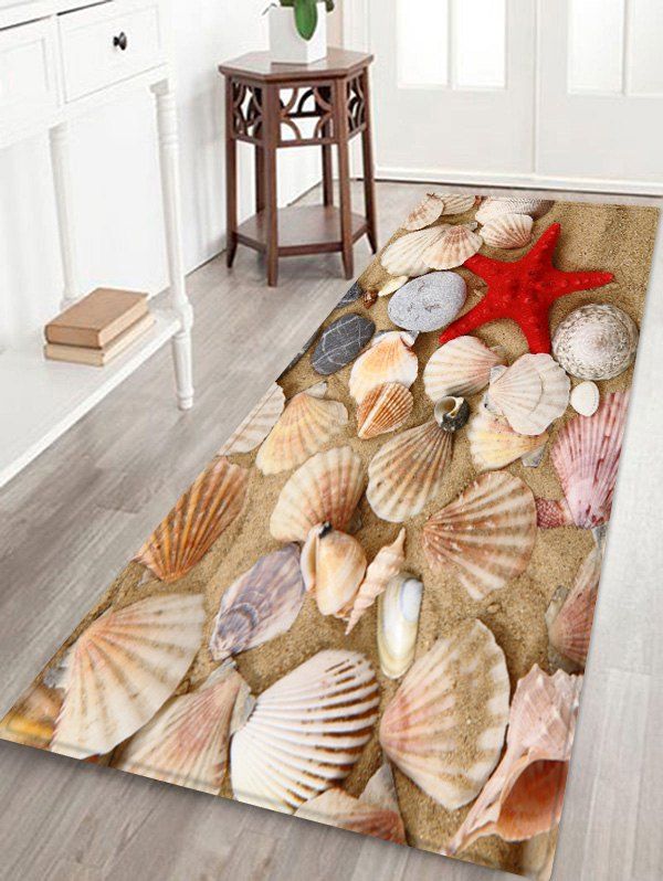 

3D Starfish Shell Pattern Print Floor Mat, Bee yellow