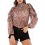 Ruffled Paisley Lace Panel Chiffon Blouse - multicolor XL
