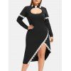 Robe d'Halloween Découpée en Dentelle Insérée de Grande Taille - Noir L