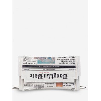 

Newspaper Pattern Small Shoulder Bag, White