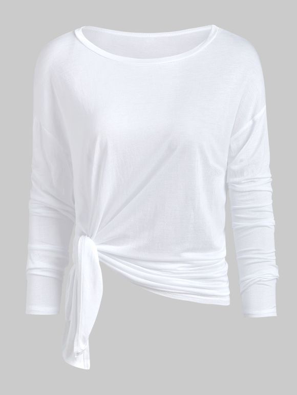 T-shirt Superposé à Goutte Epaule - Blanc ONE SIZE