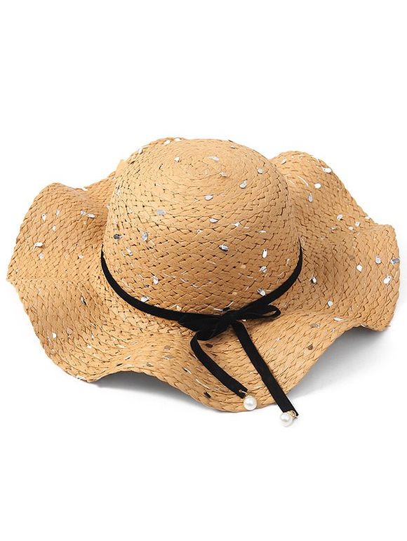 Chapeau de Soleil avec Nœud Papillon à Paillette - Kaki Léger 
