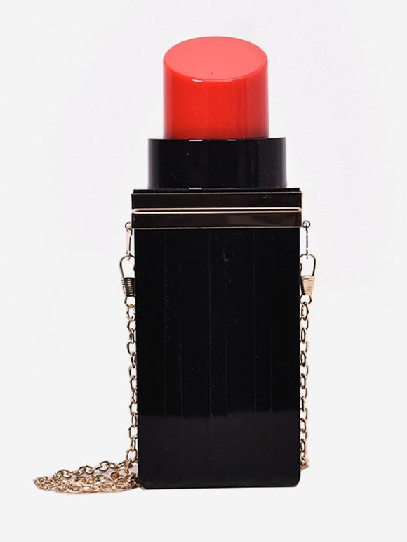 Lipstick Shape PVC Hard Shoulder Stylish Bag - BLACK 