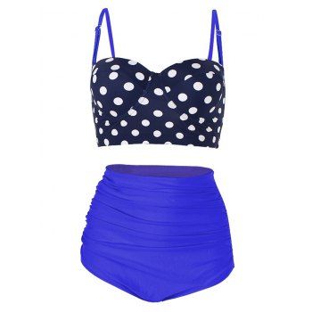 

Polka Dot High Waist Underwire Bikini Set, Blue