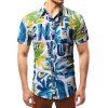 Chemise Palmier Cocotier Imprimés à Manches Courtes - Bleu Océan L
