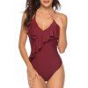 Criss Cross Padded Swimsuit - RED WINE S