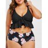 Ensemble de Bikini Ecaille de Poisson Ananas Imprimé de Grande Taille à Volants - multicolor A 5X