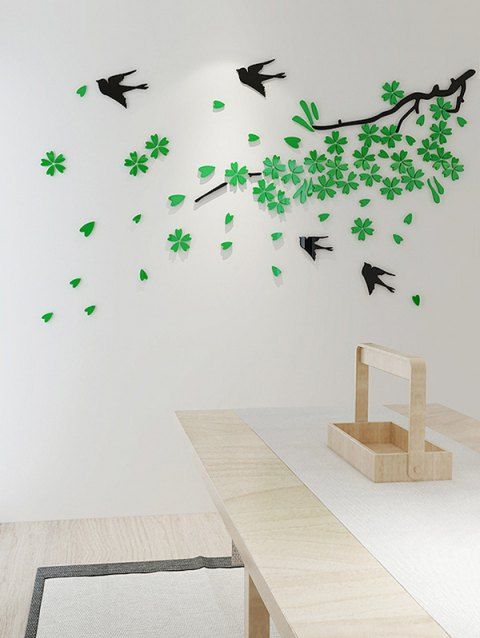 2019 autocollant mural motif branche d'arbre et hirondelles volantes