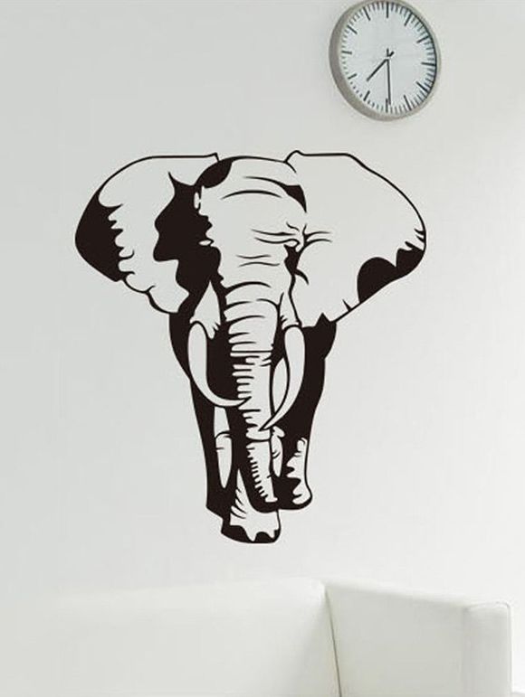 Autocollant Mural Motif Éléphant - Noir 