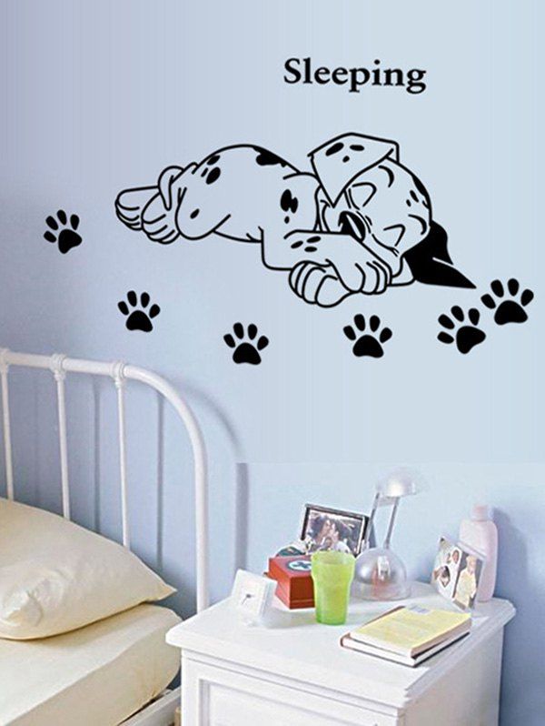 

Cartoon Dog Pattern Wall Sticker, Black