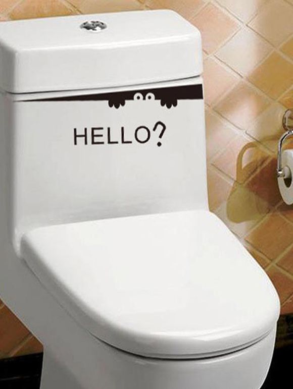 Autocollants de Toilette à Imprimé Monstre Observant et Inscription Hello - Noir 