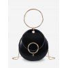 Round Ring Design Metal Chain Shoulder Bag - BLACK 