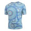 T-shirt Tribal Imprimé à Manches Courtes - Bleu Vert Ara XL