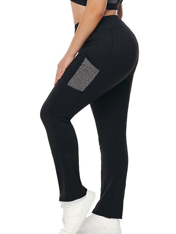 Pantalon de Yoga Embelli de Poches de Grande Taille - Noir 1X