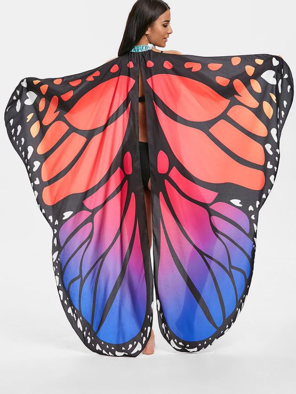 Robe Couverture Cape de Plage Aile de Papillon Imprimée - multicolor ONE SIZE