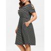 Robe Ligne A Rayée à Manches Croisées de Grande Taille - Noir 5X