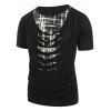 T-shirt Déchiré Abstrait Imprimé à Manches Courtes - Noir XL