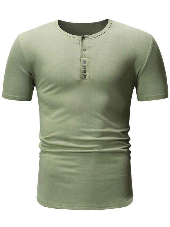 T-shirt en Couleur Unie à Manches Courtes - Vert Foncé de Mer 2XL