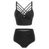 High Waist Criss Cross Bikini Set - BLACK 2XL
