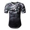 T-shirt Camouflage Ombré Imprimé à Manches Courtes - Nuage Gris XL