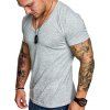 T-shirt de Couleur Unie à Col V pour Homme - Gris Clair 2XL
