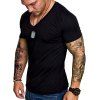 T-shirt de Couleur Unie à Col V pour Homme - Noir M