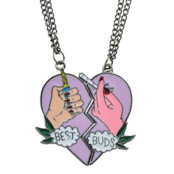 

2Pcs Heart Friendship Necklace Set, Multicolor