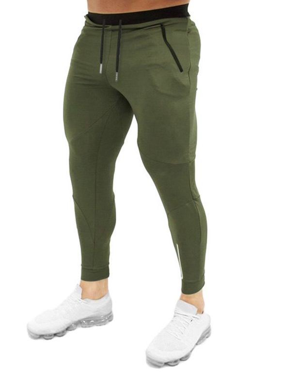 Pantalon de Jogging Rayé Imprimé à Cordon - Vert Fougère M