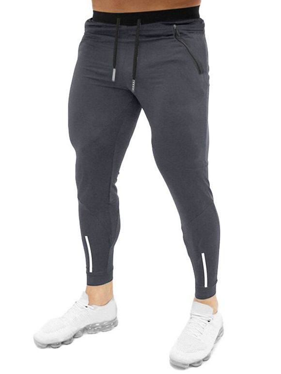 Pantalon de Jogging Rayé Imprimé à Cordon - Gris 2XL