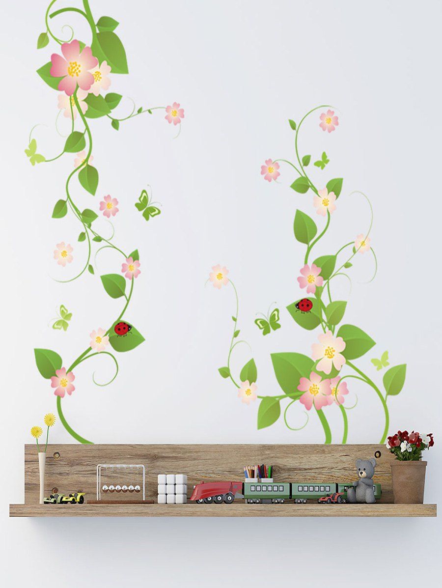 [17% OFF] 2021 Flowers Vine Print Wall Art Stickers In Multicolor | DressLily