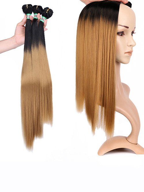Extension de cheveux synthétiques droit deux tons Ombre - multicolor A 16INCH X 18INCH X 20INCH