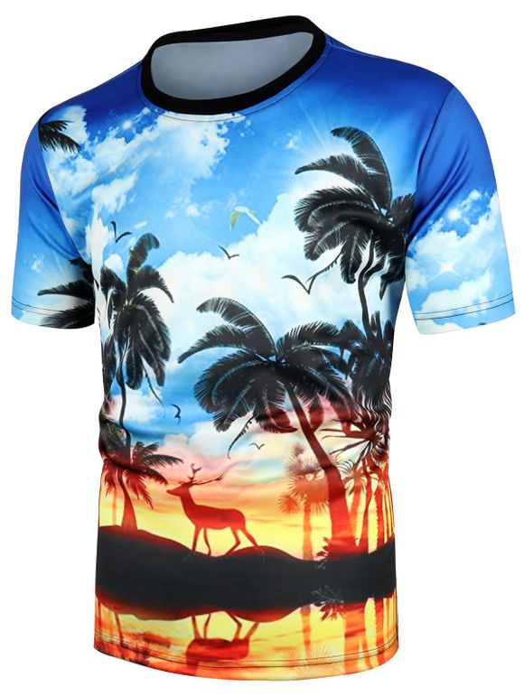 T-shirt Cocotier Imprimé à Manches Courtes - multicolor A L