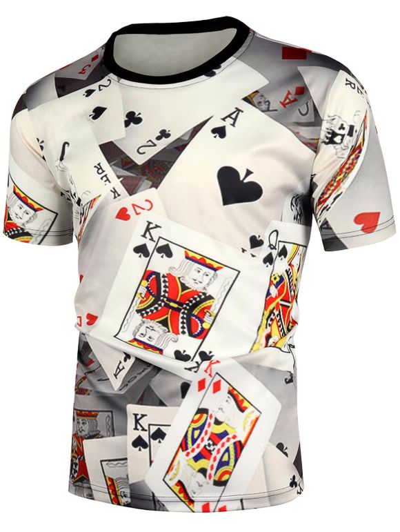 T-shirt Motif de Poker à Manches Courtes - multicolor A XL