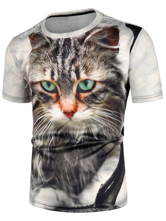 T-shirt Animal Imprimé à Manches Courtes - multicolor A XL