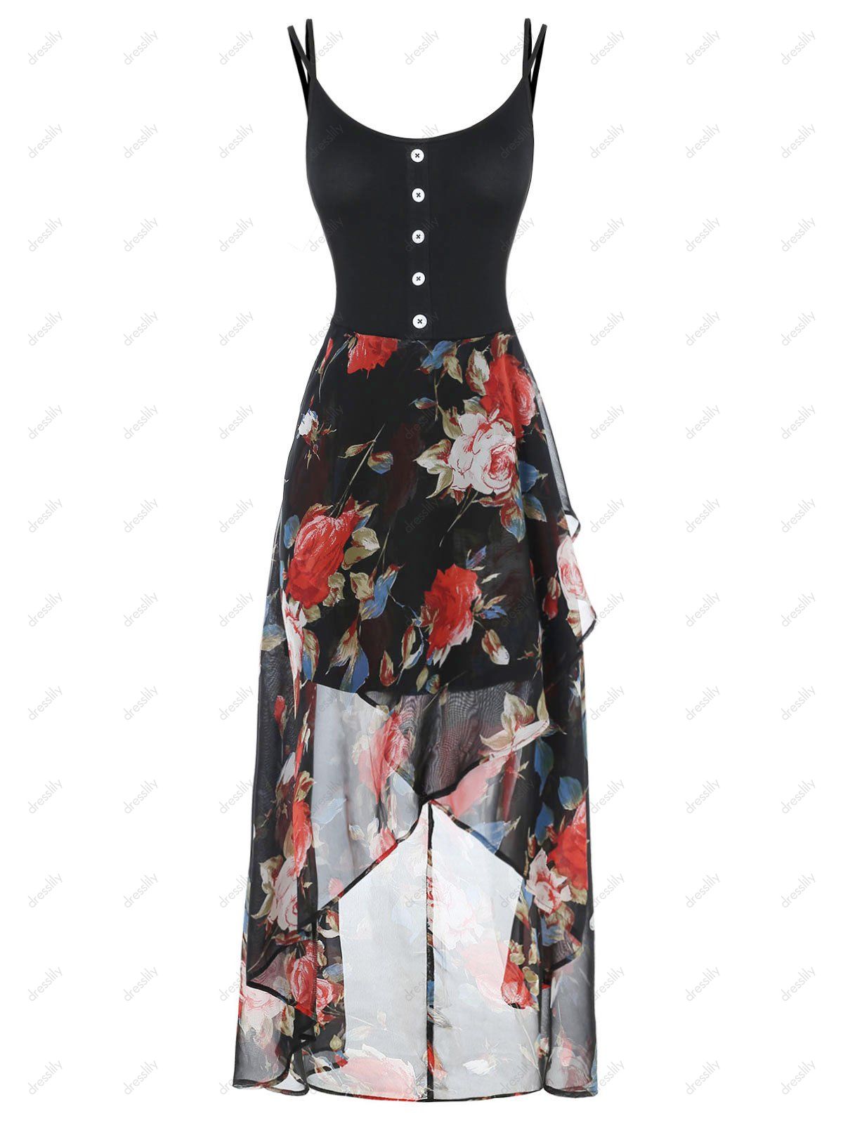 DressLily.com: Photo Gallery - Plus Size Floral Overlay High Low Dress