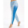 Legging 3D Jean Imprimé de Grande Taille - Bleu Pastel 1X