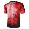 T-shirt Motif d'Empreinte à Manches Courtes - Rouge M